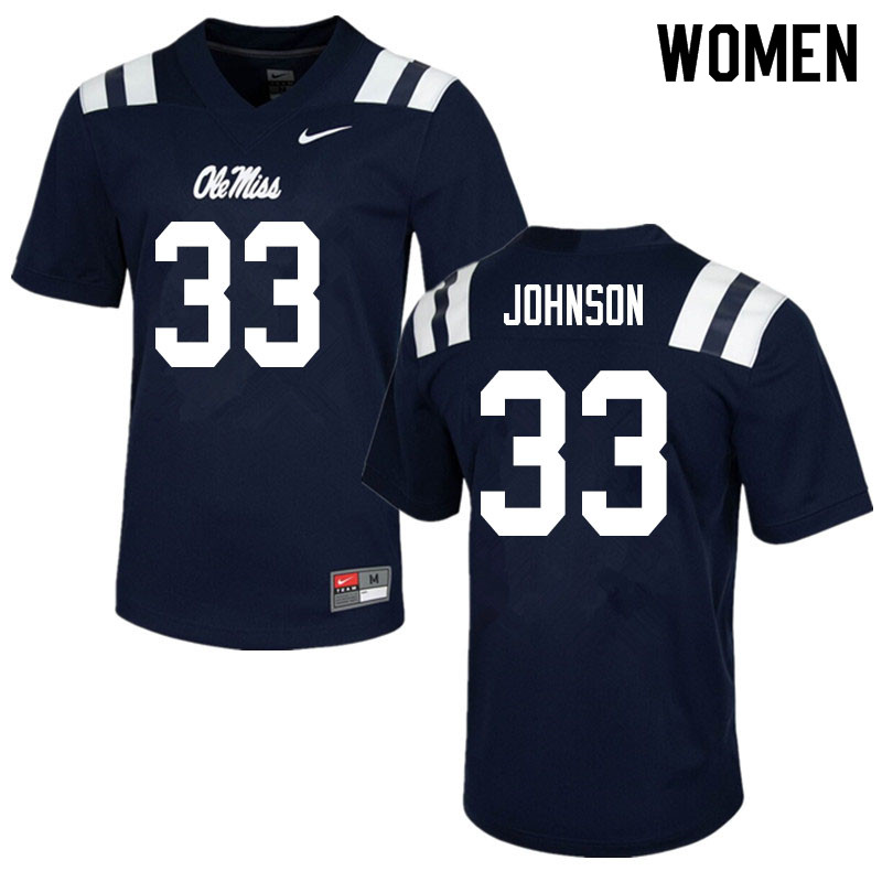 Cedric Johnson Ole Miss Rebels NCAA Women's Navy #33 Stitched Limited College Football Jersey YQA3258DQ